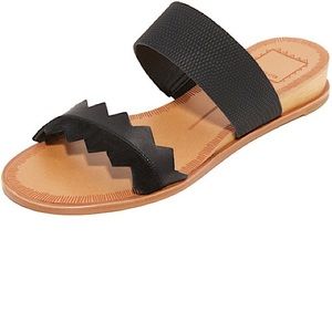 Dolce Vita Black Leather Zig Zag Double Strap Sandals